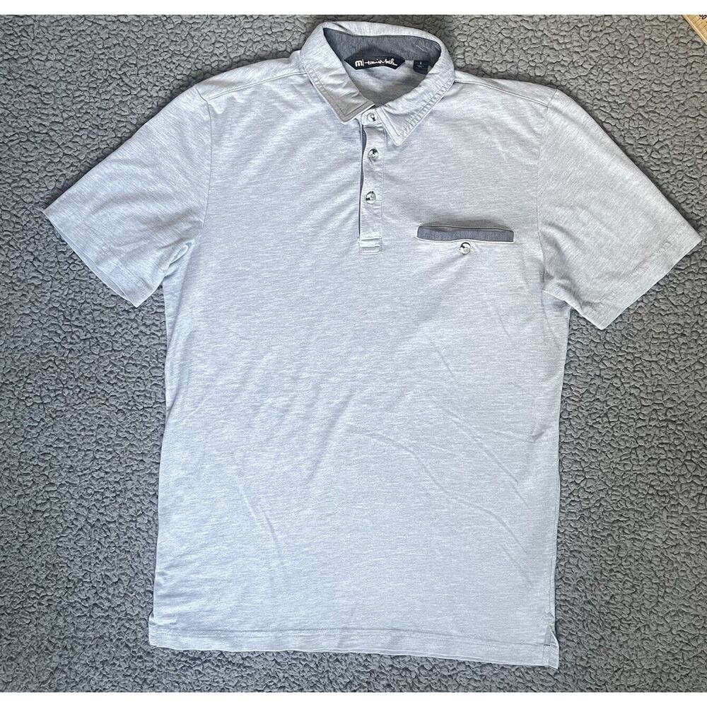Travis Mathew Shirt Men's Small Gray Short Sleeve Polo Collared Logo Golf - Picture 14 of 14
